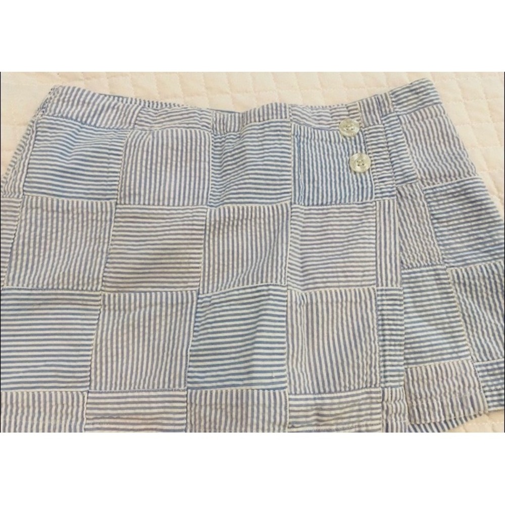 Cape Madras Blue White Seersucker Patchwork Skort Womens 4 Preppy Coastal Mini